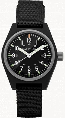 Marathon GPQ MaraGlo Black General Purpose Quartz (34mm) Black Dial / Black Ballistic Nylon Strap WW194009BK-0101