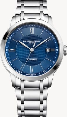 Baume & Mercier Classima automatisch (40 mm) blauw zon-satijn gerstenkorncijferblad / roestvrij stalen armband 10880