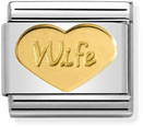 Nomination Classic Wife Heart 18ct Gold & Steel Charm 030162/42
