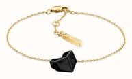 Calvin Klein Ladies Faceted Black Heart Gold-Tone Stainless Steel Bracelet 35001001