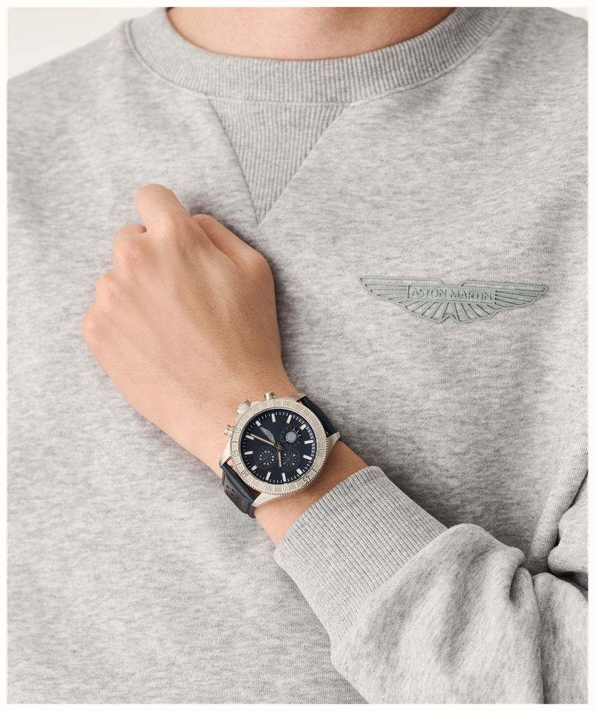 Aston Martin SPT Icon Quartz Chronograph (44.5mm) Navy Blue Dial / Steel Bracelet + Leather Strap MTIS3F607 - alternate view 5