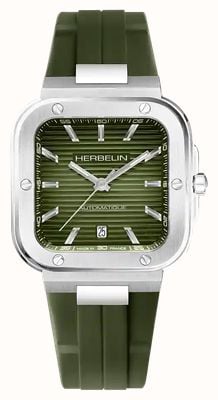 Herbelin Cap Camarat Square Automatic (39 mm) khakigrünes Zifferblatt / khakigrünes FKM-Kautschukarmband 1646A116CK