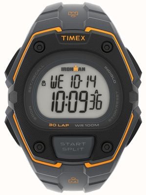 Timex 男士铁人数字显示黑色和橙色手表 TW5M48500