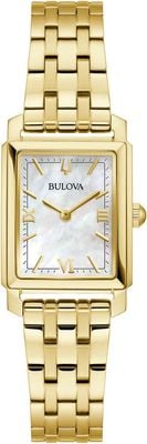 Bulova Montre femme Sutton (21 mm) cadran rectangulaire en nacre / bracelet en acier inoxydable doré 97L177