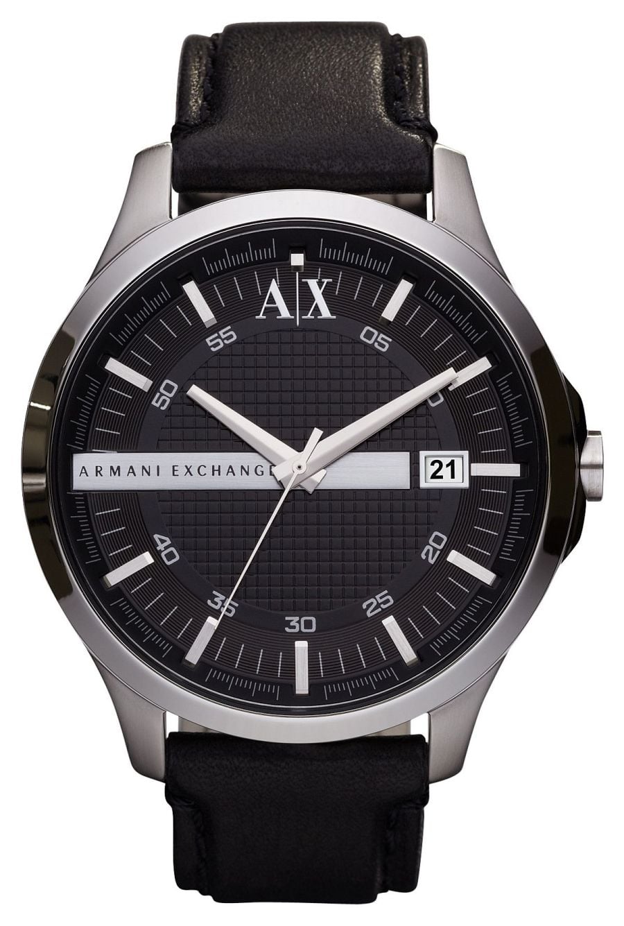 Armani Exchange Hommes | cadran noir | bracelet cuir montre