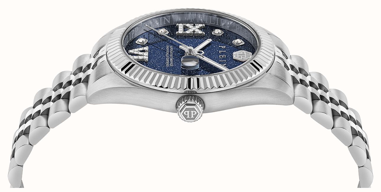Philipp Plein DATE SUPERLATIVE Quartz (34mm) Blue Sandstone Dial / Stainless Steel Bracelet PWYFA1426 - alternate view 3