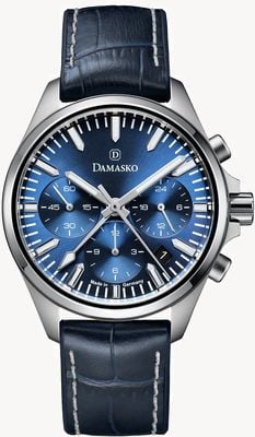 Damasko Dc96 Chronograph Manufacture Automatik (41 mm) blaues Sonnenschliff-Zifferblatt / blaues 'Max Sport' Lederarmband DC96 BLUE(MAX SPORT)