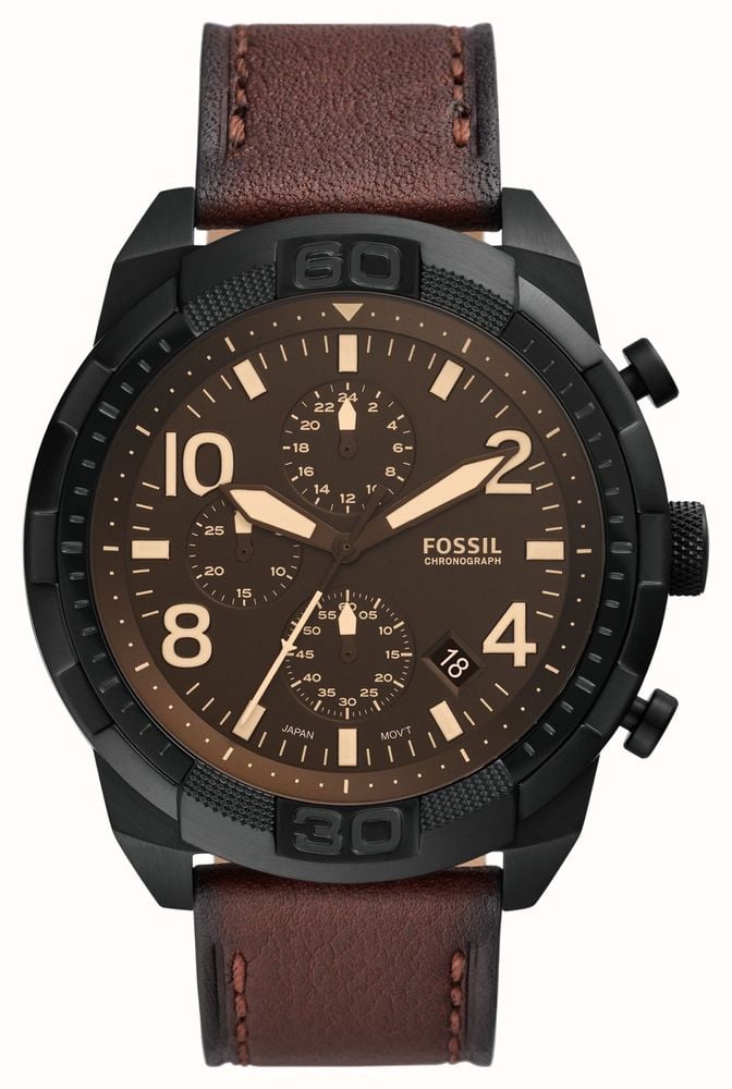 Fossil store Bronson Chronograph Black Eco Leather Watch