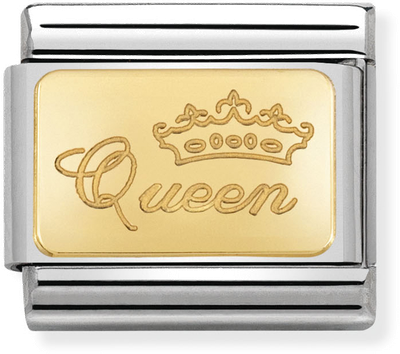 Nomination Classic Queen 18ct Gold & Steel Charm 030121/49