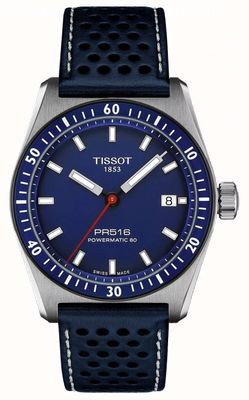 Tissot Pr516 Powermatic 80 (38 mm) quadrante blu / cinturino in pelle blu T1494071604100
