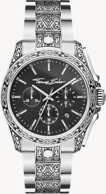 Thomas Sabo Rebel at heart skull (41mm) czarna tarcza / bransoleta ze stali nierdzewnej WA0377-201-203-41
