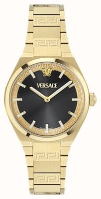 Versace V-AURIA (35mm) Black Dial / Gold PVD Stainless Steel Bracelet VE5E00526