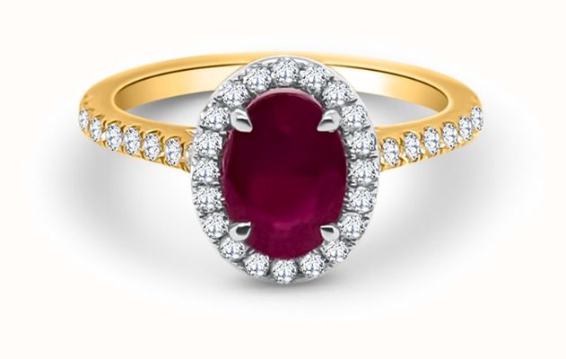 Pre-owned Ladies Pre Owned 18ct Ruby and Diamond Halo Ring J63228