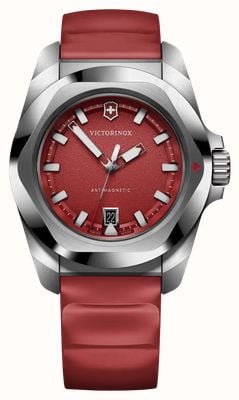 Victorinox Kwarcowy zegarek I.n.o.x. (41 mm) z czerwoną tarczą / czerwonym gumowym paskiem 242029