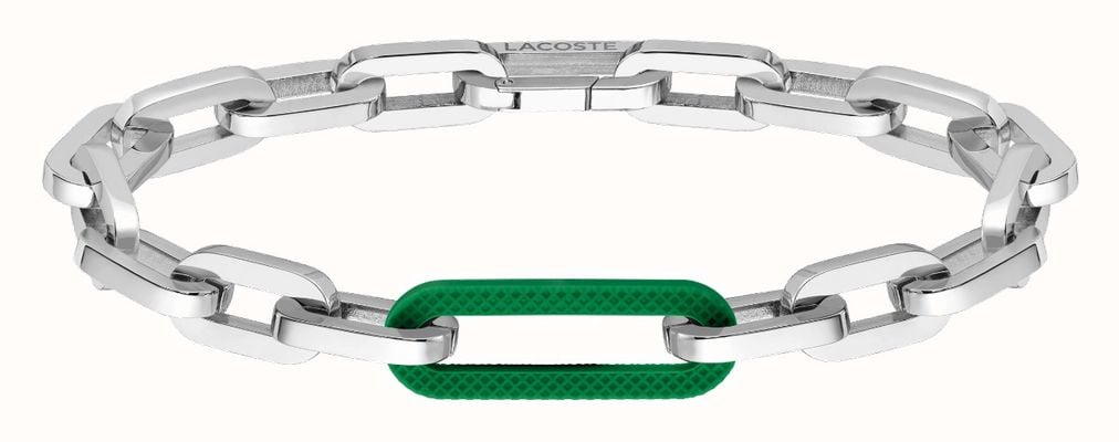 Lacoste ENSEMBLE Collection Crocodile Stainless Steel Green link bracelet 2040103