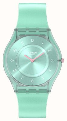 Swatch Пастельно-бирюзовый (34 мм) зеленый циферблат/зеленый силиконовый ремешок SS08L100