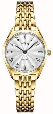 Rotary Ultra slim dla kobiet | zegarek ze stali pozłacanej | srebrna tarcza LB08013/01