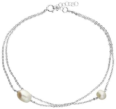 Sterling Silver Pearl Double Row Anklet H5803/S
