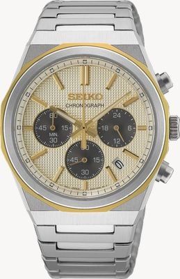 Seiko Essential Time Chronograph (40mm) Cream Dial / Stainless Steel Bracelet HGK001P1