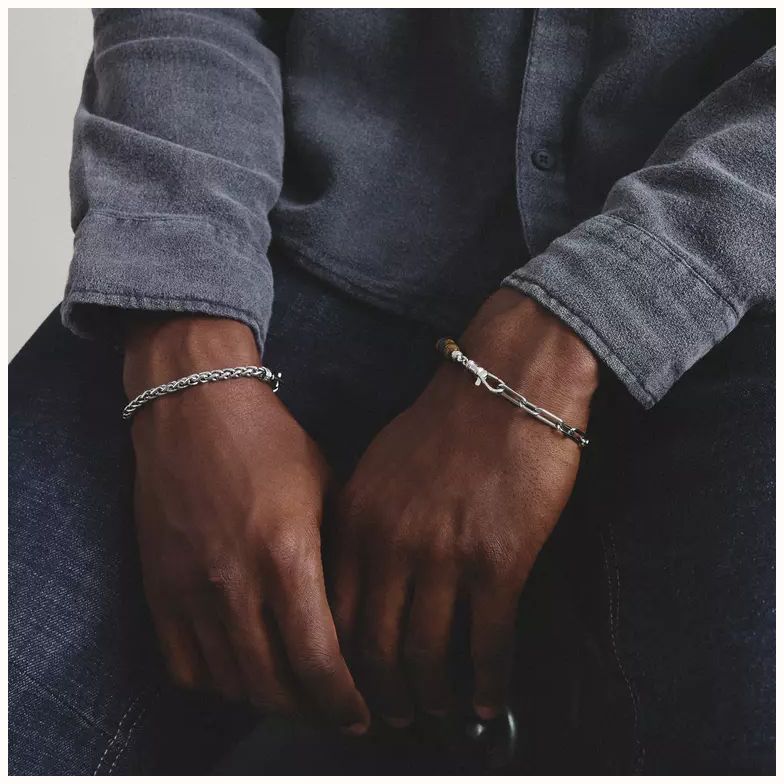 Thomas Sabo Thomas Sabo Rebel at Heart Men's 5mm Stainless Steel Braided Rope Bracelet A2257-S01-53-L20V - alternatieve weergave 3