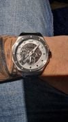 Customer picture of HUGO Men's #Grail Skeleton (44mm) Silver Dial / Stainless Steel Bracelet 1530377