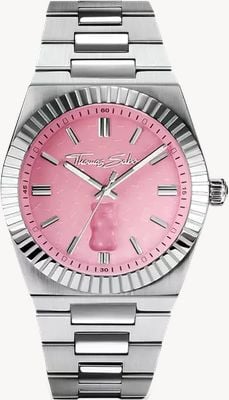 Thomas Sabo X Haribo Goldbär Quarz (39 mm) rosa Zifferblatt / Edelstahlarmband WA0443-201-204-39