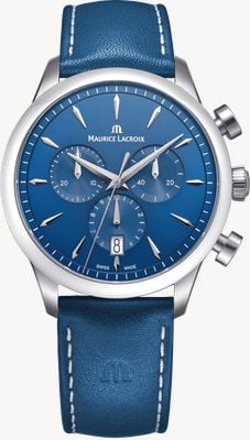 Maurice Lacroix 1975 Quartz Chronograph (40mm) Blue Sun-Brushed Dial / Blue Leather Strap 751038-SS001-430-4