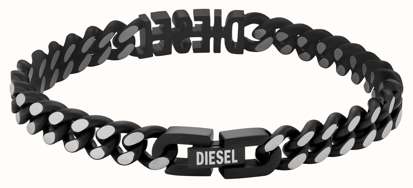 Diesel Men's Diesel Font Logo Black Stainless Steel Chain