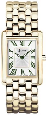 Accurist Women's Rectangle Quartz (26mm) White Dial / Gold PVD Stainless Steel Bracelet 71008