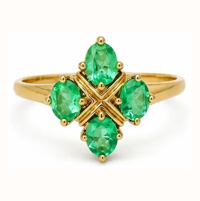 Pre-owned 9ct Yellow Gold 4 Stone Emerald Ring J98838