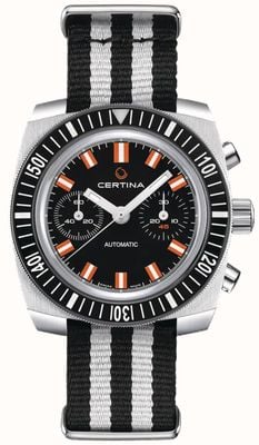 Certina Ds chronograaf 1968 powermatic automatisch horloge met zwarte wijzerplaat C0404621805100