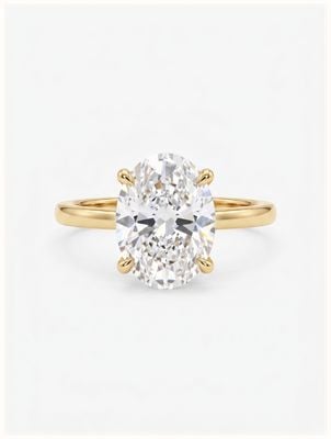 18ct Yellow Gold With 2ct Oval Lab Grown D-VVS2 Stones Diamond Ring J82605