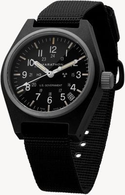 Marathon GPQ Black General Purpose Quartz Date US Government (34mm) Black Dial / Black Ballistic Nylon Strap WW194015BK-0001