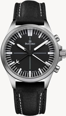 Damasko DC70 Chronograph Manufaktur Automatik (41 mm) schwarzes Zifferblatt / schwarzes Lederarmband DC70 BLACK LEATHER