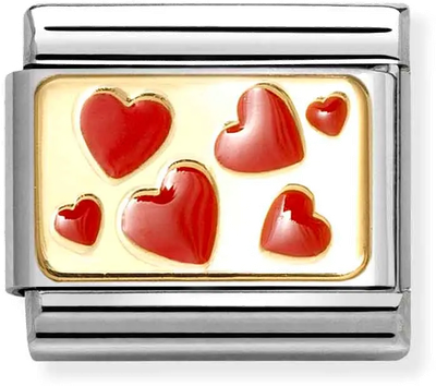 Nomination Classic PLATES Steel Enamel And 18ct Gold Hearts Charm 030284/59