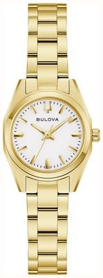 Bulova Surveyor Quartz (22mm) White Dial / Gold PVD Stainless Steel Bracelet 97L190
