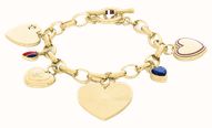 Tommy Hilfiger Stainless Steel Gold Tone Heart Charm Bracelet 2781066