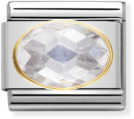 Nomination Classic FACETED CUBIC Zirconia Stainless Steel And 18ct Gold White Charm 030601/010