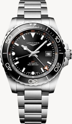 LONGINES Hydroconquest GMT Automatik (43 mm) schwarzes Sunray-Zifferblatt / Edelstahlarmband L38904566