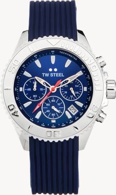 TW Steel Vanceur Diver (42 mm) für Herren, blaues Chronographen-Zifferblatt/blaues Kautschukarmband VA1