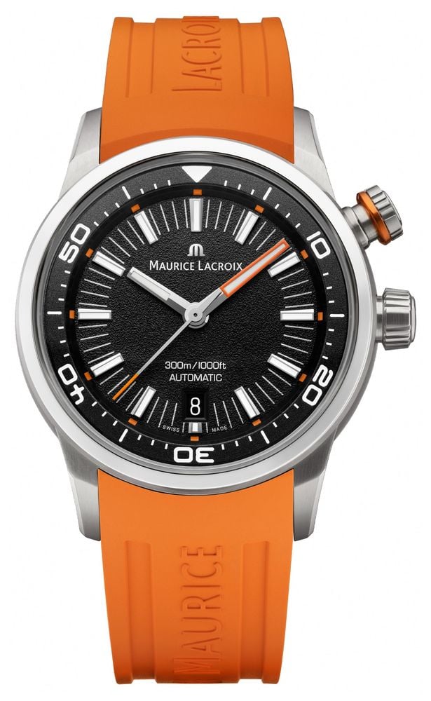 Maurice Lacroix Pontos S Diver 42mm Black Dial Orange Rubber Multi Strap Set PT6248 SS00L 330 J James Moore Co. Jewellers of Distinction Since 1997 in Kenilworth Warwickshire