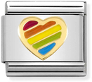 Nomination Classic Heart 18ct Gold & Steel Enamel Charm 030272/54