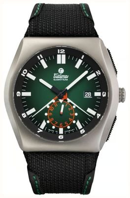 Tutima Glashütte M2 Automatik-Chronograph (46 mm) grünes Dégradé-Zifferblatt / schwarzes Kevlar-Armband 6450-04