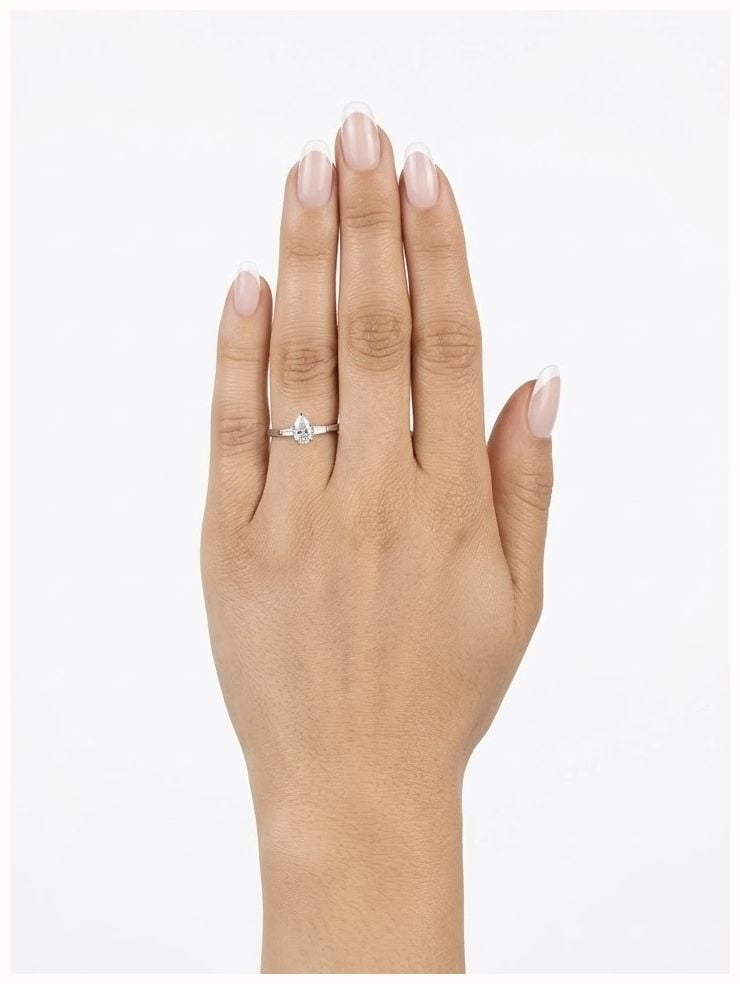 0.55ct Baguette & Pear Natural Diamond Platinum Trilogy Ring TRL32362 - alternate view 4