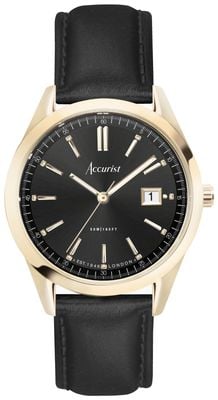 Accurist Men's Everyday Quartz (40mm) Black Dial / Black Leather Strap 74012