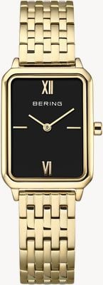 Bering クラシック クォーツ時計（23mm）ブラックダイアル / ゴールドPVDステンレススチール ブレスレット 17423-732