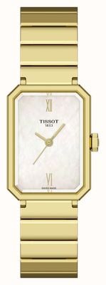 Tissot Montre à quartz SRV (21,8 mm), cadran en nacre, bracelet en acier inoxydable plaqué or PVD T1601103311300