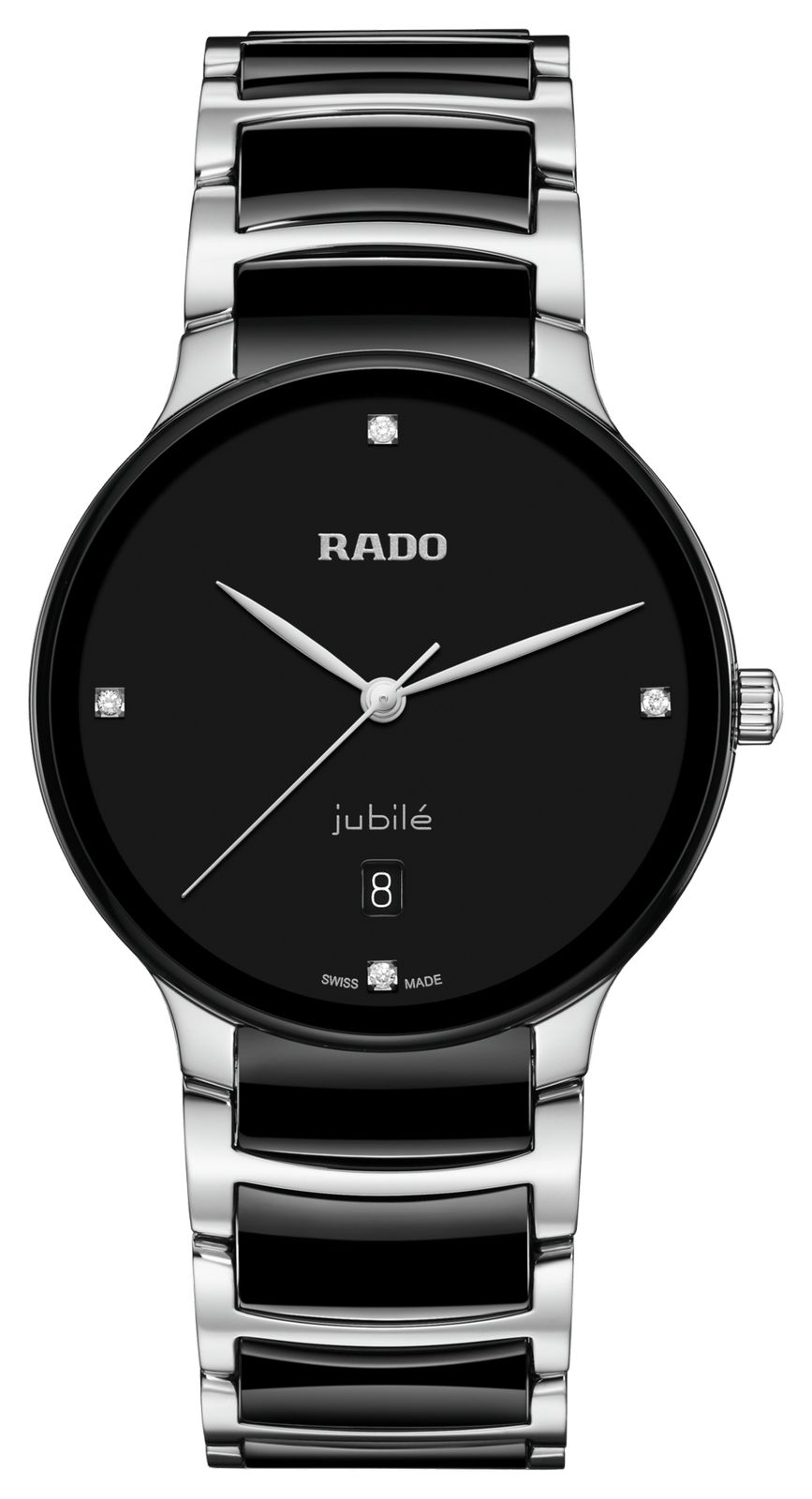 RADO Centrix diamants (39,5 mm) cadran noir / bracelet en montre