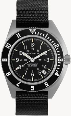 Marathon SSNAV-D Steel Navigator Date Automatic (41mm) White Dial / Black Ballistic Nylon Strap WW194030SS-0101