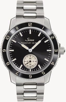 Sinn 104 Classic 12 kleine Sekunden (41 mm) schwarzes galvanisiertes Zifferblatt / Edelstahl-H-Link-Armband 104.060 H-LINK